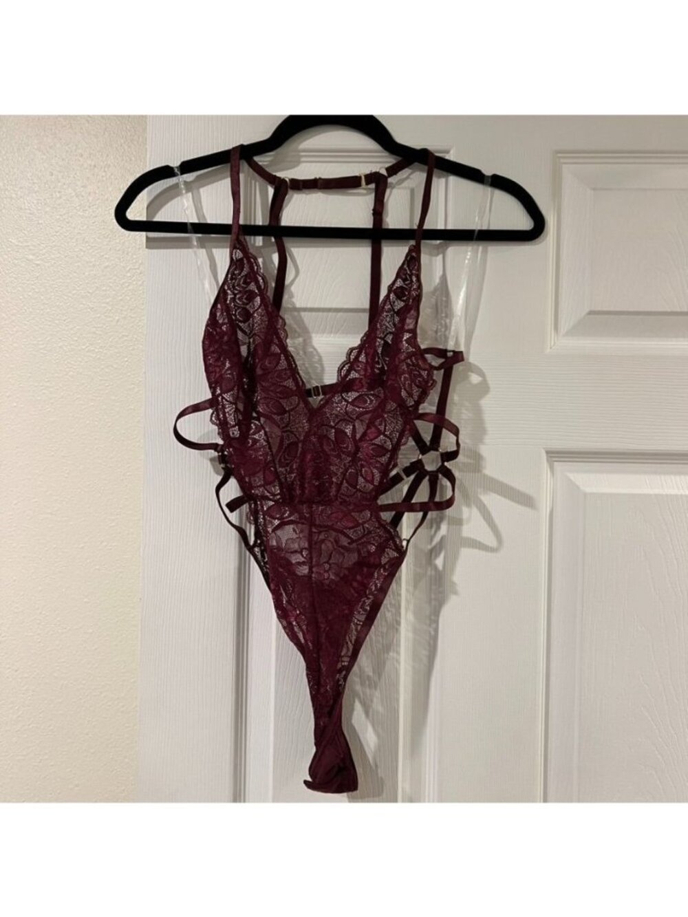 Oh La La Cheri Lace Burgundy Teddy Lingerie Size S/M NWOT